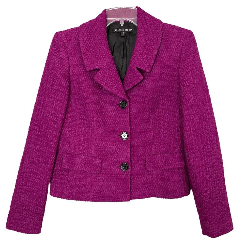 Lafayette 148 Tweed Wool Jacket 2 Vibrant Preppy Office Career Polished Blazer